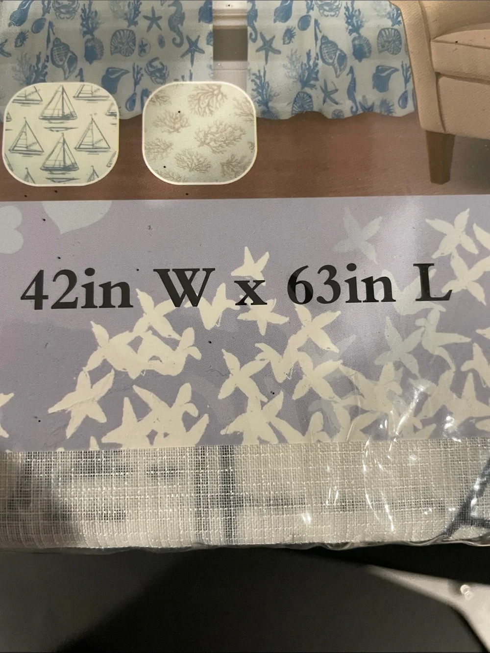 Boat Print Sheer Panel Curtains - Set of 2